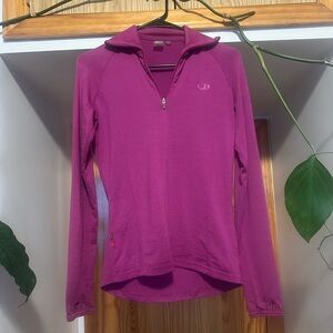 Icebreaker 260 Merino Wool Quarter-Zip Base Layer Magenta  Size Small